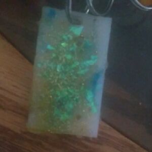 Green and Blue Glitter Desk Organizer with Iridescent Sparkle